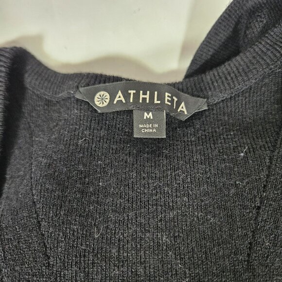 Athleta River Rib Black Sweater Dress Sleeveless Tank Women's Size Medium Merino - Picture 3 of 5
